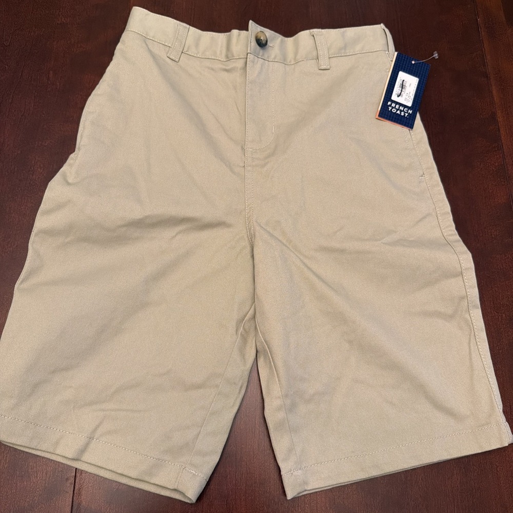 French Toast Shorts Boys Khaki Uniform Flat Front Chino Lead the Way Size 14